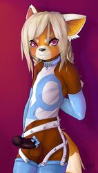 1boy bow collar crossdressing elbow_gloves furry male male_only monoth red_panda solo stockings