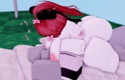 1boy 1girls 3d ass big_ass big_breasts breasts dummy_(roblox) femdom nude roblox roblox_avatar roblox_studio robloxian sakura_kyouko tagme thick_thighs white_skin wink