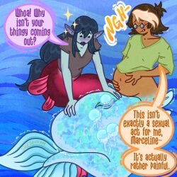 adventure_time adventure_time:_fionna_&_cake birth birthing egg egg_laying male marceline marceline_abadeer marceline_the_vampire_queen mermaid mermaid_tail merman seahorse simon_petrikov