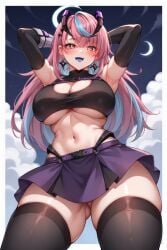 1girls ai_generated big_breasts blush breasts emikukis latam_virtual_youtuber long_hair looking_at_viewer moo moon multicolored_hair night outdoors panties pink_hair sky_blue_hair socks solo_female tagme thighhighs thighs tupadrev4 upskirt virtual_youtuber vtuber