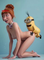 1girls ai_generated despicable_me doggy_style doggy_style female female_focus lucy_wilde minion nude nude_female tagme video