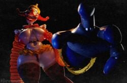 1girls 3d accessory animatronic animatronic_female bangs barely_clothed barely_visible_genitalia big_areola big_breasts big_thighs breasts_bigger_than_head chubby clown_makeup clown_nose clussy creepy dreadlocks duranomates exposed_breasts exposed_nipples fat_ass fat_thighs five_nights_at_freddy's five_nights_at_freddy's:_secret_of_the_mimic front_view functionally_nude_female functionally_nudefunctionally_nude_female head_markings jackie_(fnaf) long_arms makeup solo stomach the_mimic_(fnaf) thighhighs tight_clothing tummy twintails_(disambiguation)