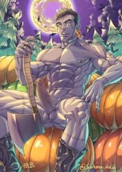 1boy abs armpits balls bara bat beefy biceps big_areola big_penis black_hair black_nails boots boots_only censored censored_penis censored_testicles completely_nude ear_tag eight_pack erection forest frankenstein full_moon halloween hi_res holding_axe holding_object huge_cock long_penis looking_at_viewer male male_only mature_male mosaic_censoring muscles muscular muscular_arms muscular_legs muscular_male muscular_thighs night open_mouth outdoor_nudity outdoors pecs pumpkin purple_skin purple_sky scar_on_arm scar_on_face scar_on_hand scar_on_leg scar_on_neck scar_on_stomach scars_all_over sharp_teeth shoes_only short_hair sitting six_pack sohma spread_legs thick_penis thick_thighs very_high_resolution yellow_eyes