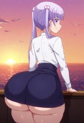 1girls ai_generated alternate_ass_size big_ass bottom_heavy female female_only huge_ass huge_butt human looking_back massive_ass massive_butt new_game! solo suzukaze_aoba thick_thighs