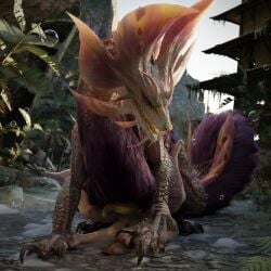 1:1 3d_(artwork) absurd_res arm_tuft blender_(artwork) blender_cycles_(artwork) blurred_background bodily_fluids bubble building capcom claws closed_eyes cum detailed_background digital_media_(artwork) dominant dominant_feral dominant_male duo erection fangs feet feral feral_on_top fin fluffy fluffy_chest fluffy_tail frottage fur genital_fluids genitals grass hair hand_holding hand_on_arm hand_on_head hi_res holding_head human human_on_feral humanoid_genitalia humanoid_penis imminent_sex interspecies ivorylagiacrus larger_feral larger_male legs_around_partner legs_up leviathan_(mh) long_claws male male/male male_on_human mammal mizutsune monster_hunter nude on_ground on_top open_mouth outside penile penis penises_touching pillow pink_body pink_scales pinned pinned_to_ground plant prehensile_penis purple_body purple_fur rock ruins scales scalie sex sharp_teeth size_difference smaller_human smaller_male spread_legs spreading submissive submissive_human submissive_male suds tail tapering_penis teeth tongue tree tuft water white_body white_scales yellow_nose yellow_penis yellow_tongue zoophilia