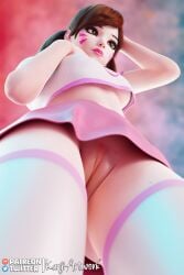 1girls 3d brown_eyes brown_hair camel_toe cameltoe close-up cute cute_face d.va discko_d.va female female_focus female_only from_below kanjiartwork kanjihentai lipstick long_socks makeup miniskirt overwatch pink_stockings pussy school_uniform schoolgirl stockings twintails underboob upskirt white_stockings