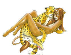 2003 animal anthro anthro_bestiality ayame_emaya closed_eyes feline feral furry gay hindpaw interspecies leopard male no_humans nude sex