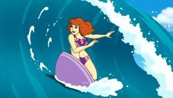 aloha,_scooby-doo! bikini daphne_blake orange_hair purple_swimsuit scooby-doo surfboard surfer surfer_girl warner_bros warner_brothers waves