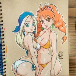 2girls aika_(skies_of_arcadia) ass bikini breasts cleavage female fina_(skies_of_arcadia) ivan-senpai-angel jpeg sega skies_of_arcadia traditional_media_(artwork)