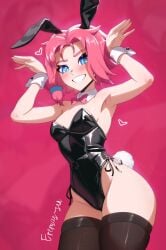 armpits blue_eyes bunnysuit cat_eyes eremassu hi-rez_studios light-skinned_female light_skin maeve_(paladins) paladins pink_hair small_breasts