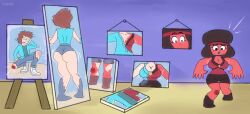 ass big_ass big_butt gender_transformation painting ruby_(steven_universe) shocked_expression shortstack steven_universe transformation