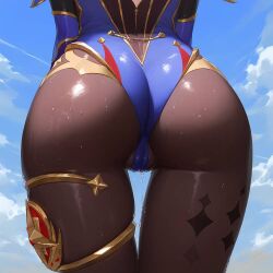 ai_generated ass big_breasts breasts cherryxgem genshin_impact mona_(genshin_impact) mona_ass sexy_pose