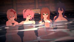 4girls doki_doki_literature_club group hot_spring mashirosolera monika_(doki_doki_literature_club) natsuki_(doki_doki_literature_club) onsen sayori_(doki_doki_literature_club) yuri_(doki_doki_literature_club)