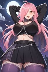 1girls ai_generated big_breasts blush breasts fishnet_clothing fishnets latam_virtual_youtuber long_hair looking_at_viewer moon moonlight night outdoors pink_hair public socks solo_female tagme thighs tupadrev4 virtual_youtuber vtuber yellow_eyes