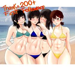 4girls bikini chainsaw_man fumiko_mifune_(chainsaw_man) higashiyama_kobeni medium_breasts mitaka_asa tagme_(artist) unknown_artist unknown_source yoru_(chainsaw_man)