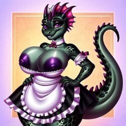 ai_generated argonian argonian_female maid maid_uniform skyrim