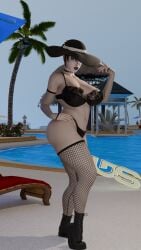 3d busty female female_focus female_only goth goth_girl grandmastersurgeon hourglass_figure madeline_zoldak makeup pale-skinned_female pale_skin pinup pinup_pose tagme wide_hips