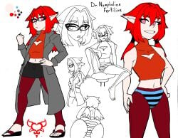 cafe_risque character_sheet doodle dr._nymphalia elf elf_ears elf_female elf_girl fertiliae_(cafe_risque), glasses monarch_breaker red_hair scientist