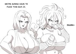 2girls android_21 big_breasts breasts crossover darwaarts dragon_ball dragon_ball_fighterz female female_only huge_breasts large_breasts majin_android_21 meme multiple_girls naruto tsunade