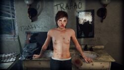 1girls blood ellie_williams injury looking_at_viewer the_last_of_us the_last_of_us_2 topless topless_female trahao