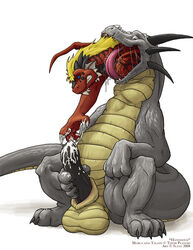 2boys balls belly big_balls big_penis claws cum dragon feral male male/male male_only masturbation morca nude nude_male oral_vore penis scalie sheath slate_(artist) stomach_bulge talash unfortunate_vore vore