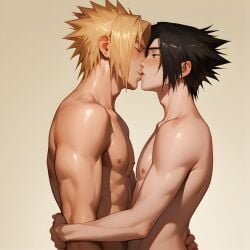 ai_generated gay kissing sasuke_uchiha uzumaki_naruto yaoi zaboo777