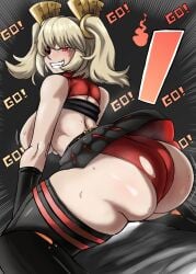 1girls ass ass_clapping big_ass blonde_hair bubble_butt burnice_white charge_sol clapping_cheeks dat_ass fat_ass female female_only huge_ass large_ass looking_at_viewer looking_back png red_eyes solo sweat sweaty_body thick_ass thick_thighs topless twerking wide_hips zenless_zone_zero