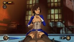 1boy 2014 areola areolae bioshock bioshock_infinite blue_eyes breasts breasts_out brown_hair choker clothing corset cowgirl_position cum cum_in_air cum_on_body cum_on_breasts cum_on_hand cumming cumming_in_air cumming_on_body dark_nipples elizabeth_comstock erection female gameplay_mechanics health_bar high_resolution imminent_sex legwear lifted_skirt lips lipstick makeup male medium_breasts nipples no_bra on_top open_clothes penis pov pussy short_hair skirt_lift small_breasts solo_focus spread_legs stitched stockings straddling straight straight_sex thighhighs thighs uncensored vagina zone