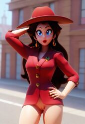 1girls ai_generated half_naked pauline presenting_pussy pussy solo solo_focus standing super_mario_bros. super_mario_odyssey