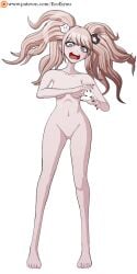 artist_name bare_arms bare_legs bare_shoulders bare_stomach barefoot bear_hair_ornament blonde_hair blue_eyes blush completely_nude danganronpa danganronpa:_trigger_happy_havoc danganronpa_(series) eroeiyuu feet female female_focus fingernails gyaru hair_ornament hands_up junko_enoshima long_hair looking_at_viewer navel nipples nude nude_filter official_art open_mouth patreon_username pussy red_nails signature simple_background solo surprised teeth third-party_edit toes tongue transparent_background twintails upper_teeth_only