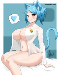 1girls big_breasts blue_hair brown_eyes cartoon_network cat_ears cat_tail catgirl humanized light_skin milf nicole_watterson nicole_watterson_(human) short_hair tagme the_amazing_world_of_gumball the_amazing_world_of_gumball_(human) vdrawstuff