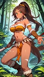 1girls ai_generated big_breasts black_hair black_hair_female ear_piercing ear_piercings ear_ring ear_rings earring earrings female female_focus forehead_gem forehead_jewel forest forest_background gem_on_forehead green_eyes green_eyes_female jewel_on_forehead jungle jungle_background large_breasts league_of_legends long_hair long_hair_female nidalee ponytail ponytail_female rank19 riot_games shiny shiny_breasts shiny_skin skimpy skimpy_clothes skimpy_costume skimpy_outfit skimpy_underwear solo solo_female solo_focus tooth_necklace tribal_markings tribal_tattoo tribal_tattoos