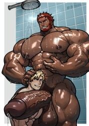 2boys abs bara beard biceps big_brother bodybuilder boner brown_skin cock daddy_kink dilf erection facial_hair fate/grand_order fate_(series) gay hand_on_head harshy hyper hyper_balls hyper_cock hyper_genitalia hyper_penis hyper_testicles iskandar_(fate) large_balls large_penis large_testicles larger_male male male_only manly mature_male multiple_boys muscles muscular muscular_arms muscular_male muscular_thighs nipples nude pecs penis precum red_hair shiny shiny_penis shiny_skin shower showering smile smirk smirking testicles thick_legs thick_penis thick_thighs thighs traps uncle veiny_penis wet_body wet_skin yaoi zaddy