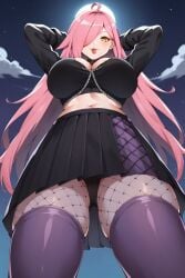 1girls ai_generated big_breasts blush breasts fishnet_clothing fishnets latam_virtual_youtuber long_hair looking_at_viewer moon moonlight night outdoors pink_hair public socks solo_female tagme thighs tupadrev4 virtual_youtuber vtuber yellow_eyes