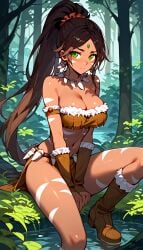 1female 1girls 1woman ai_generated big_breasts black_hair black_hair_female ear_piercing ear_piercings ear_ring ear_rings earring earrings female female_focus forehead_gem forehead_jewel forest forest_background gem_on_forehead green_eyes green_eyes_female jewel_on_forehead jungle jungle_background large_breasts league_of_legends long_hair long_hair_female nidalee ponytail ponytail_female rank19 riot_games shiny shiny_breasts shiny_skin skimpy skimpy_clothes skimpy_costume skimpy_outfit skimpy_underwear solo solo_female solo_focus tooth_necklace tribal_markings tribal_tattoo tribal_tattoos