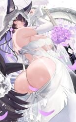 1girls ass azur_lane big_ass big_breasts black_hair chiyu1182 musashi_(azur_lane) wedding_dress