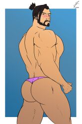 barodityarts hanzo hanzo_shimada male male_only muscular overwatch overwatch_2 solo_male thong underwear