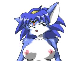 animated anthro blue blue_hair breasts canine closed_eyes female fox fur furry hair hairband krystal markings panting short_hair solo star_fox video_games yiffmasters