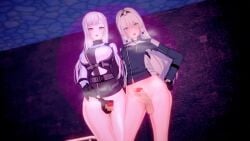 2futas 3d ak-12_(girls'_frontline) an-94_(girls'_frontline) balls censored erection futanari girls'_frontline heavy_breathing koikatsu long_hair looking_at_viewer masturbation mosaic_censoring penis penis_grab white_hair