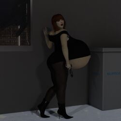 1girls 3d ass belly big_belly bryce_dallas_howard claire_dearing female gun high_heels jurassic_world noh-bahdi pregnant red_hair