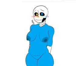 1girls 2d artist_request blue_body breasts ectobody female female_only female_sans ink_sans ink_sans_(fan_character) inktale nipples rule_63 sans sans_au solo star_eyes undertale undertale_(series) undertale_au