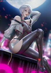 cd_projekt_red cyberpunk cyberpunk:_edgerunners cyberpunk_2077 female female_only fully_clothed high_heels latex latex_legwear latex_suit latex_thighhighs lucyna_kushinada monowire netflix sade_abyss shiny_clothes studio_trigger tight_clothing