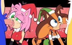 amy_rose amy_rose_(boom) badger blowjob christmas christmas_clothing colored deepthroat eyes eyes_looking_up fellatio genitals hedgehog humanoid_penis miles_prower miscon oral oral_penetration penis penis_in_mouth sonic_(series) sonic_boom sonic_the_hedgehog sonic_the_hedgehog_(series) sticks_the_badger sticks_the_jungle_badger tails tongue tongue_out tongue_out_blowjob