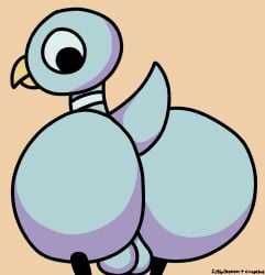 anthro ass ass_focus avian balls beak bird blue_feathers bubble_butt don't_let_the_pigeon_drive_the_bus filthyopossum furry male male_only pigeon solo tail