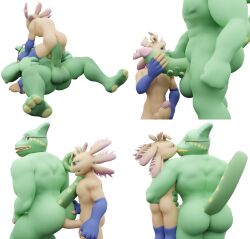 2022 3d 3d_(artwork) albalbalb alpha_channel amphibian anthro ass axol_(smg4) axolotl balls bubble_butt chameleon clothing digital_media_(artwork) duo erection eyewear feet francis_(super_paper_mario) gay genitals glasses hand_on_penis hi_res kissing legwear lizard male male/male male_only mario_(series) masturbation mole_salamander muscular muscular_anthro muscular_male nintendo paper_mario penetration penis reptile salamander_(amphibian) scalie simple_background size_difference smg4 stockings swirly_tail transparent_background video_games