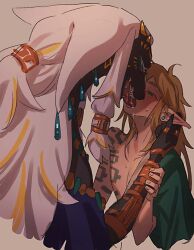 anthro furry gay kissing link link_(tears_of_the_kingdom) male_only nintendo rauru_(tears_of_the_kingdom) size_difference tagme tears_of_the_kingdom the_legend_of_zelda the_legend_of_zelda:_tears_of_the_kingdom tongue_kiss yaoi zonai