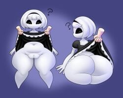 1girls big_ass big_belly big_butt big_pussy black_sclera chubby chubby_female eldritch eldritch_horror fat_ass fat_pussy female humanoid kyra_(metaskei) metaskei monochrome nonconsensual pale-skinned_female pale_skin pulling_clothing pussy thick_ass thick_thighs upskirt white-skinned_female white_skin wide_hips