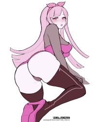 aged_up ass boots cameltoe danganronpa danganronpa_ultra_despair_girls female_only fully_clothed hooker_boots overknee_boots panties pussy_visible_through_panties redvenus straight_hair utsugi_kotoko zipper zipper_boots