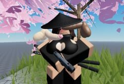 1girls 3d black_penis blush boob_heart_window boob_window brown_hair circle_glasses disembodied_penis female gun multiple_boys peaktrain07 pistol roblox roblox_avatar solo_focus tagme white_skin