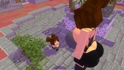 2022 2girls 3d animated ass ass_cleavage ass_shake big_ass bigger_female breakdancing_cat brown_hair butt_crack chibi clone clothed cubanapple dancing female_focus female_only huge_breasts julia_(cubanapple) meme minecraft mojang mp4 music shortstack smaller_female sound twerking video